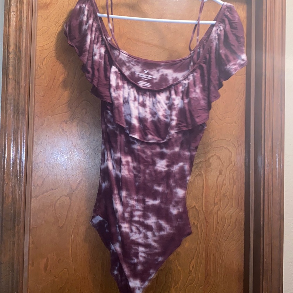 Purple/cream tie-dye XL American Eagle body suit
